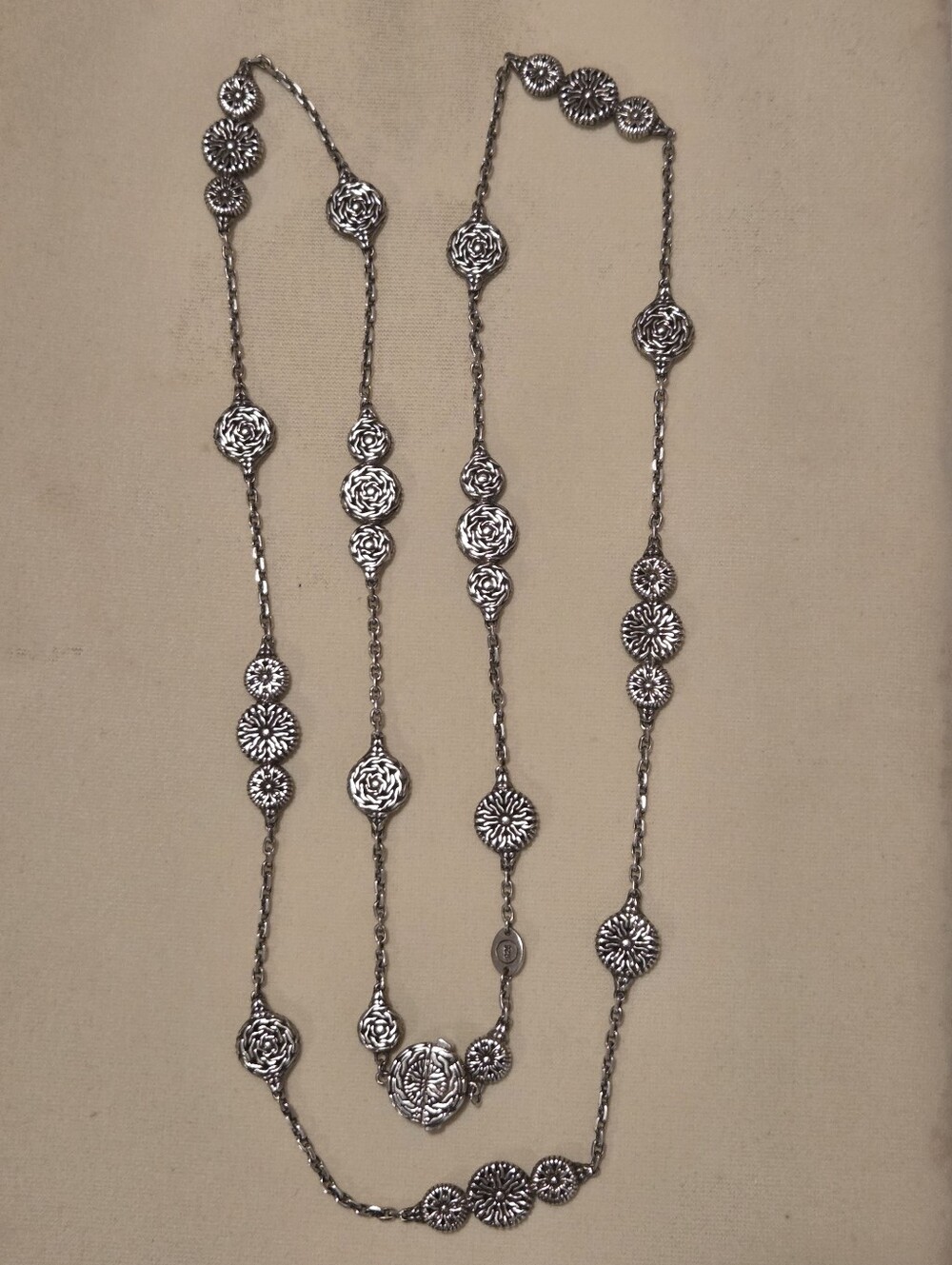 John Hardy Sterling Silver Floral Station Necklace 36"